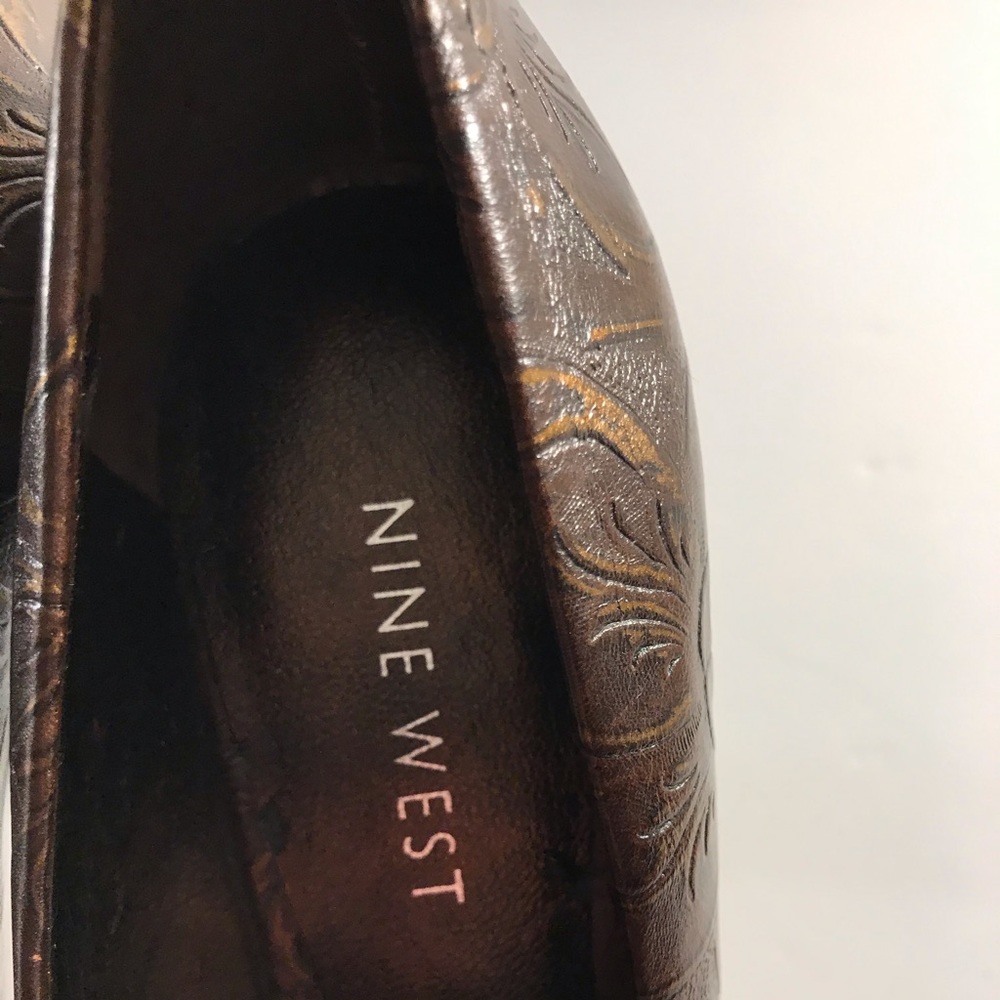 Nine West Brown Tooled Leather Heels